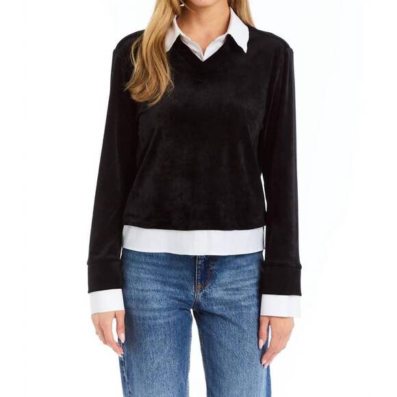 NEW DREW biana twofer sweatshirt in evergreen